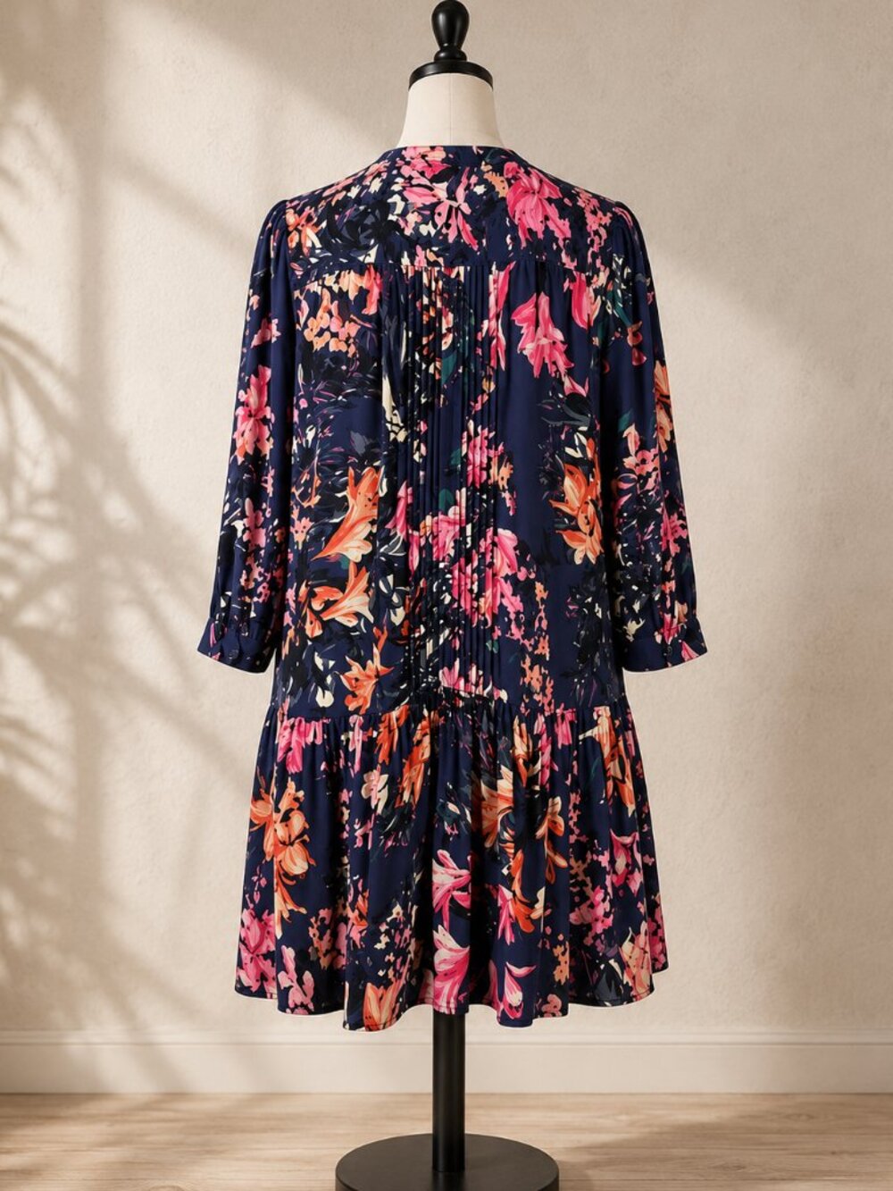 Maeve Anthropologie Caravane Floral Drop Waist Tunic Dress Medium Pintuck - Picture 4 of 7